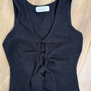 American Threads Black Ribbed Tank Top